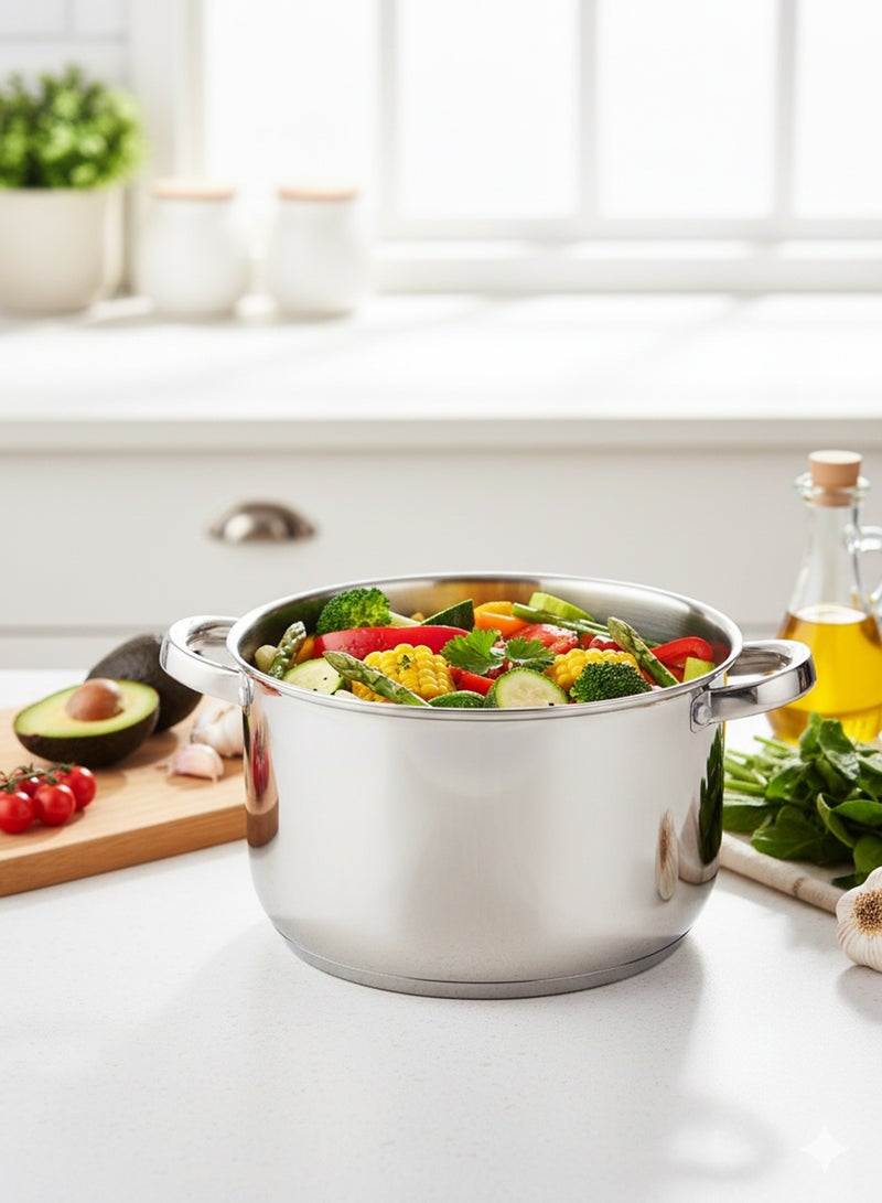 Wilson Amara Stainless Steel Casserole Pot with Twin Handles 24x12.5cm, Vented Glass Lid, Induction Ready, Oven Safe - 5-layer base - Image 3