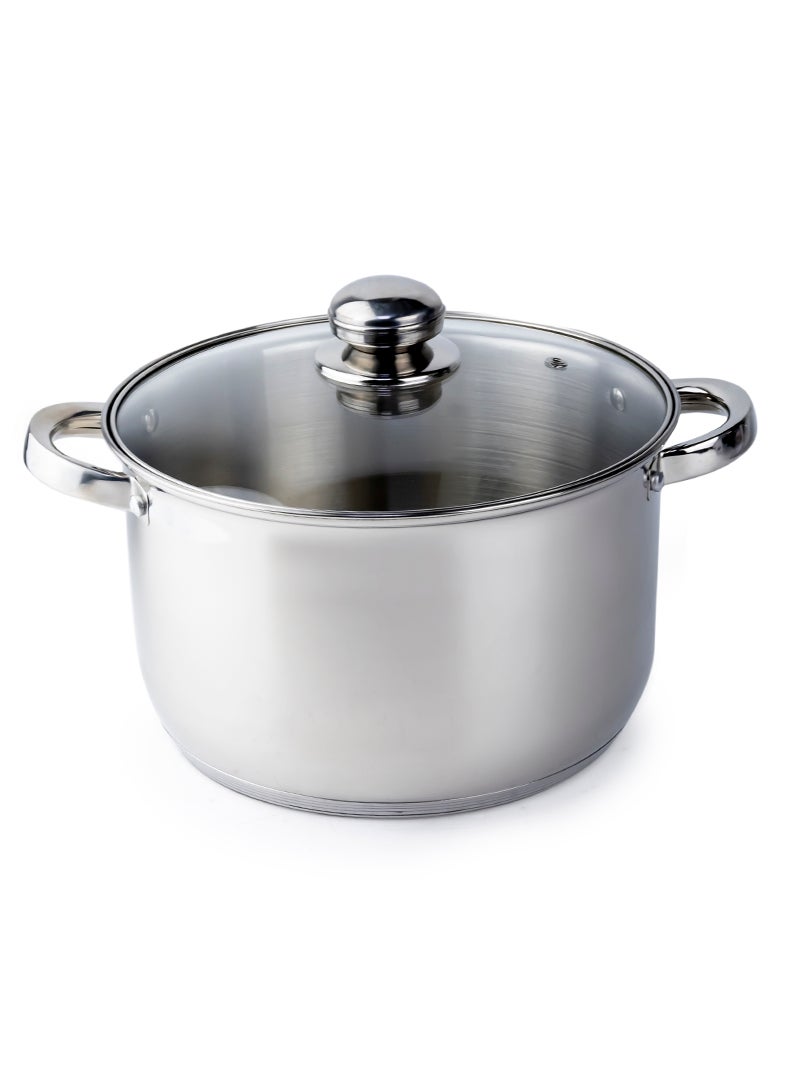 Wilson Amara Stainless Steel Casserole Pot with Twin Handles 24x12.5cm, Vented Glass Lid, Induction Ready, Oven Safe - 5-layer base - Image 2