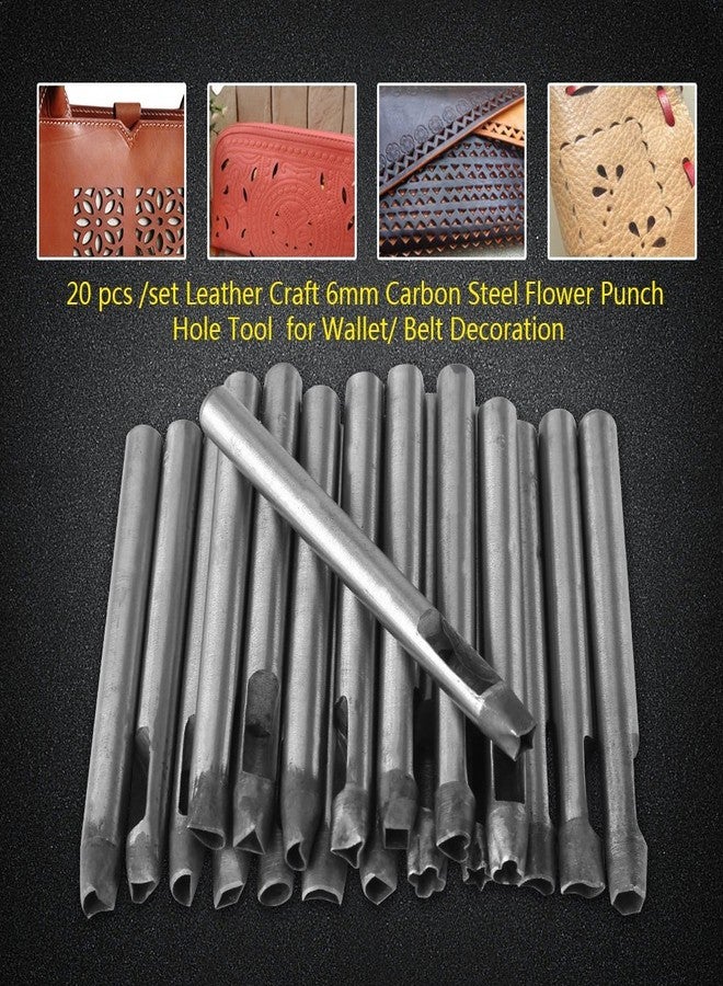 Walfront Leather Punch Tool Set 6mm 20pcs Flower Pattern Tools for Wallet Belt Decoration Carbon Steel Craft Kit for DIY Leathercraft Projects - Image 3