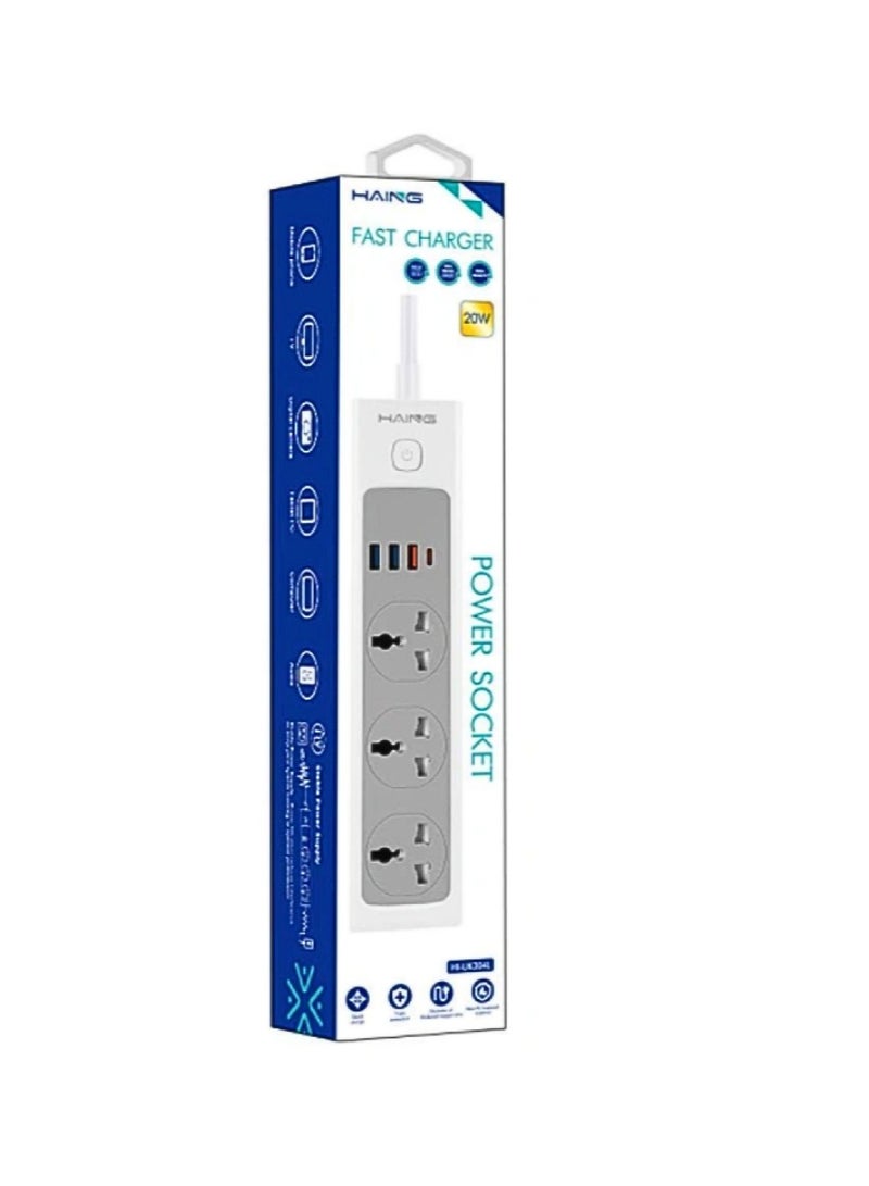 Haing Fast Charger Power Strip UK Socket 2M 20W - Image 1