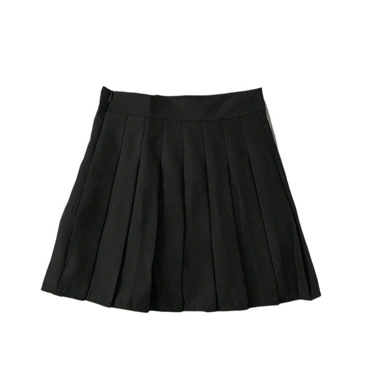 Japanese College Style jk Shirt Female Student All-match Pleated Basic Doll Collar Shirt Pleated Skirt Two-piece Suit Black Pleated Skirt