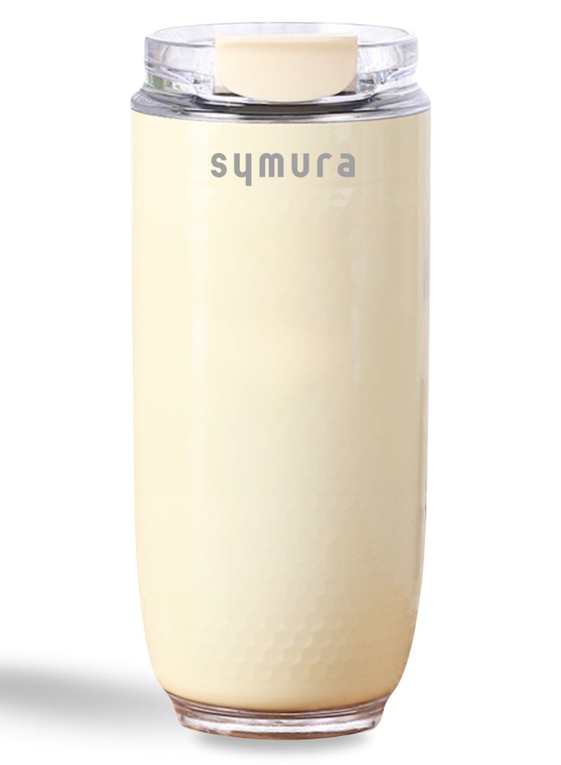 SYMURA Stainless Steel Coffee Cup - Insulated Travel Mug for Men & Women, Leak-Proof Lid, Double-Wall Vacuum, Hot & Cold Beverage Tumbler, 304 Grade, Stylish & Durable Water Bottle, 320ml, Ivory White. - Image 2