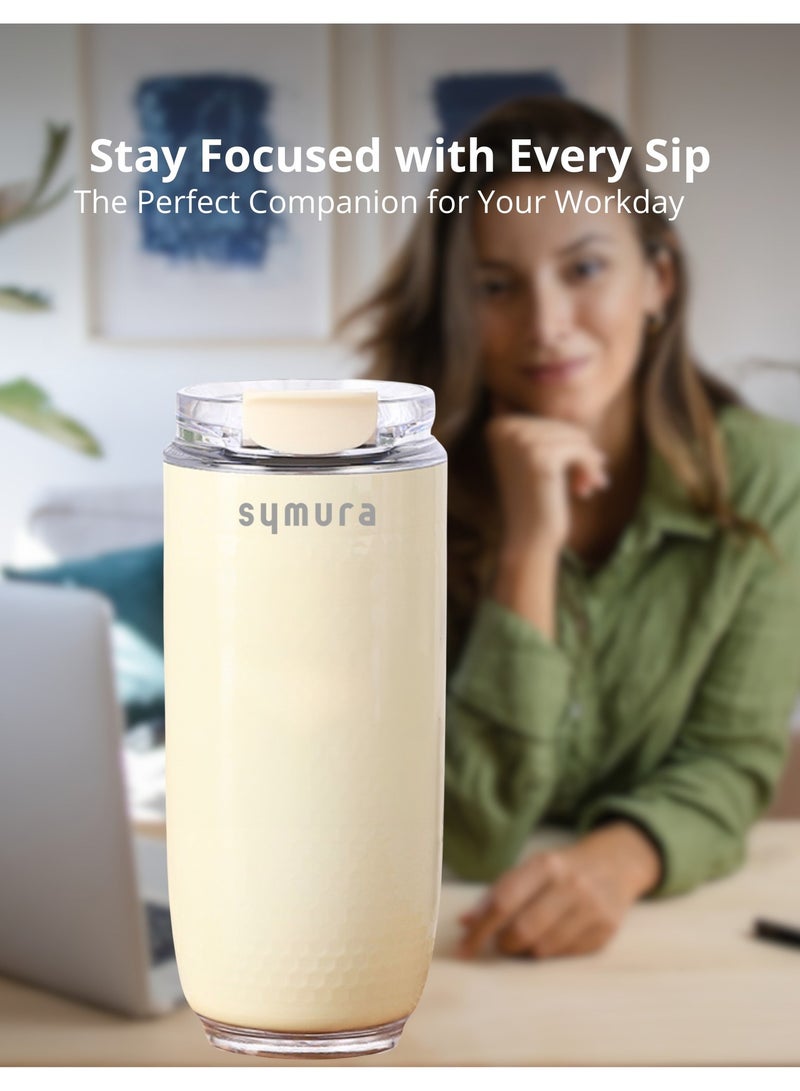 SYMURA Stainless Steel Coffee Cup - Insulated Travel Mug for Men & Women, Leak-Proof Lid, Double-Wall Vacuum, Hot & Cold Beverage Tumbler, 304 Grade, Stylish & Durable Water Bottle, 320ml, Ivory White. - Image 5