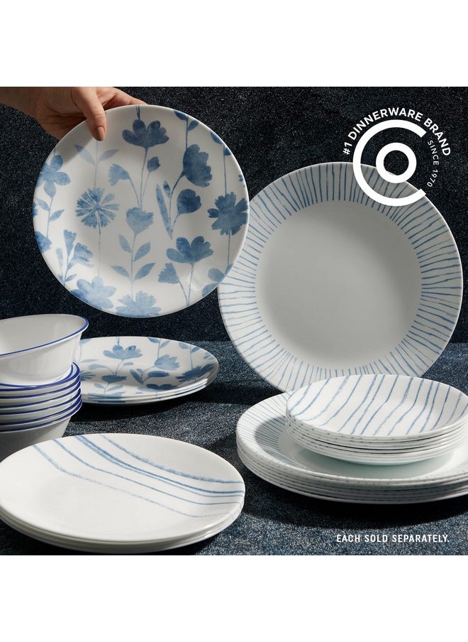 Corelle Corelle 6-Piece 8.5" Vitrelle Glass Lunch Plates, Lightweight, Scratch Resistant - Botanical Stripes  - Image 2