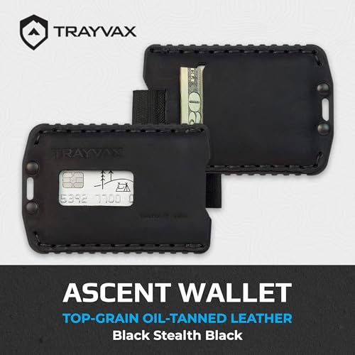 Trayvax Ascent Wallet, RFID Front Pocket Money and Credit Card Holder, Minimalist Slim Leather Metal Wallet for Men and Women, Black Stealth Black - Image 2