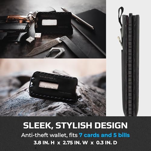 Trayvax Ascent Wallet, RFID Front Pocket Money and Credit Card Holder, Minimalist Slim Leather Metal Wallet for Men and Women, Black Stealth Black - Image 5