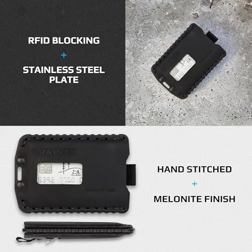 Trayvax Ascent Wallet, RFID Front Pocket Money and Credit Card Holder, Minimalist Slim Leather Metal Wallet for Men and Women, Black Stealth Black - Image 4