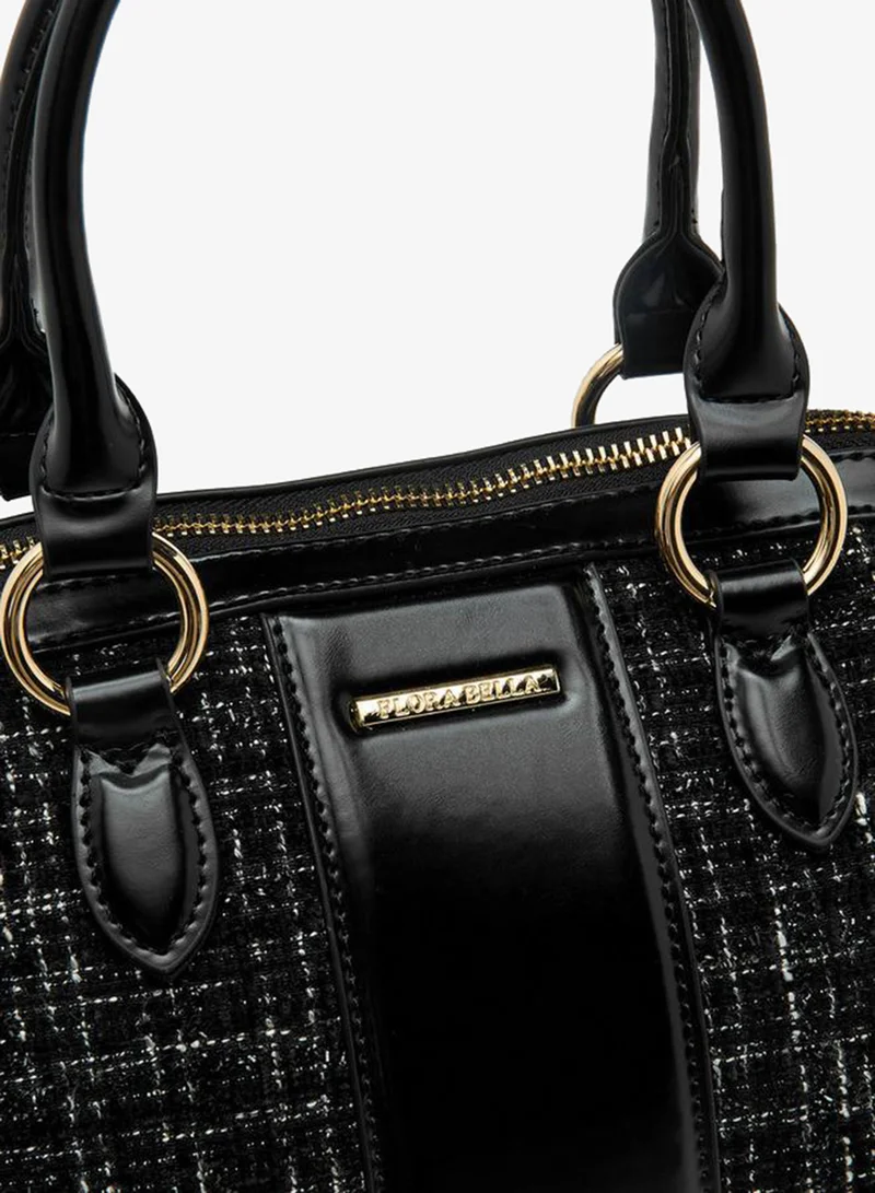 Flora Bella By Shoexpress BLACK Textured Tote Bag with Double Handle for Women | Best Price UAE