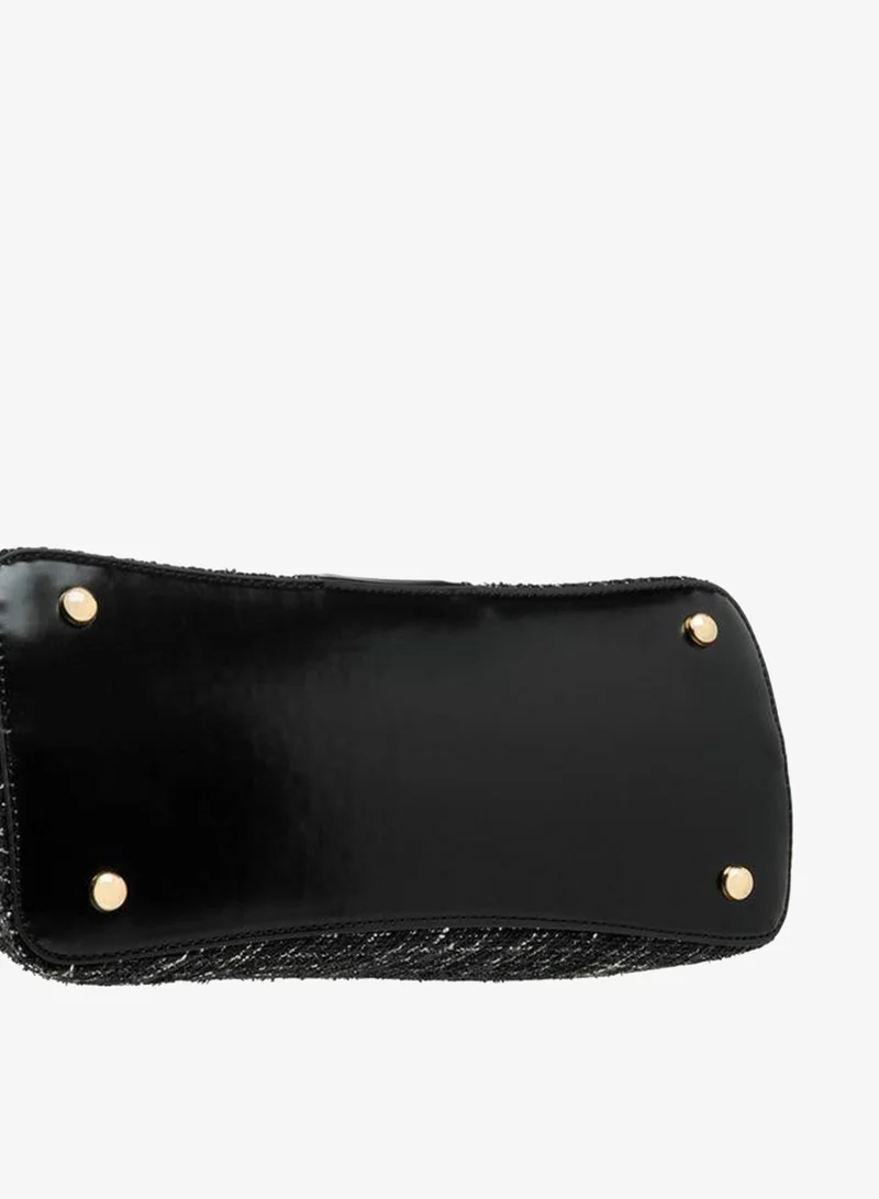Flora Bella By Shoexpress BLACK Textured Tote Bag with Double Handle for Women | Best Price UAE