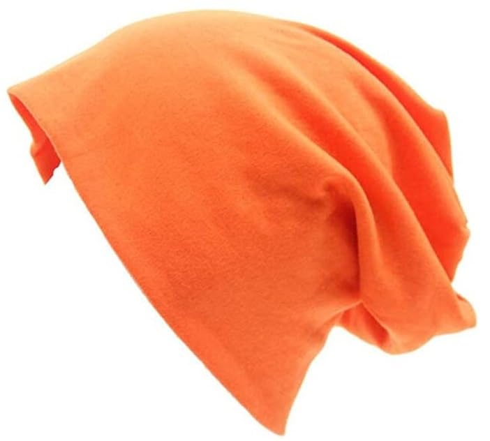 PAROPKAR Cotton Slouchy Beanie Hats for Men Women Stretchy Skull Cap, Chemo Headwear Caps, Lightweight Hat (Orange) - Image 1