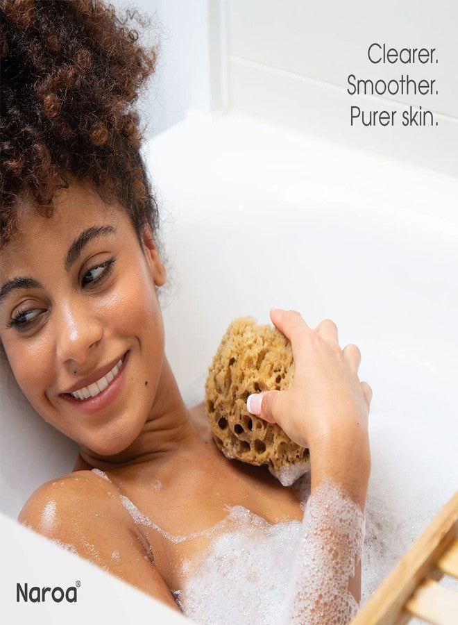 Naroa Massage Natural Shower Sponge | Unbleached Body Scrubber Puff | Bath Sea Loofah for Healthy Skin | Sustainable Plastic Free (Medium) - Image 3