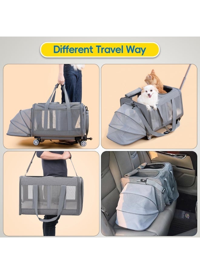 XICEN Double Cat Dog  Carrier Cat Wheeled Bag,Expandable Pet Carrier with Detachable Wheels Plenty of Room Large Space Trolley Collapsible and Breathable Car Seat Travel Rolling Pet Carrier for Extra Large Pet Travel Carrier, Ideal for Outdoor/Travel - Image 4