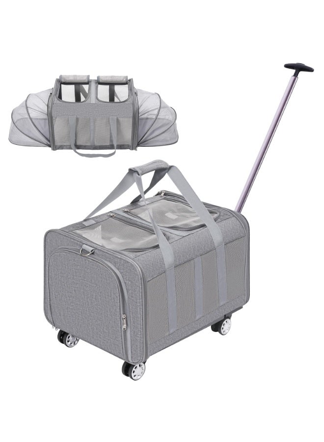 XICEN Double Cat Dog  Carrier Cat Wheeled Bag,Expandable Pet Carrier with Detachable Wheels Plenty of Room Large Space Trolley Collapsible and Breathable Car Seat Travel Rolling Pet Carrier for Extra Large Pet Travel Carrier, Ideal for Outdoor/Travel - Image 1