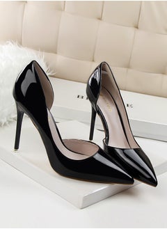BIGTREE Women's Solid Color Fashionable Stiletto Pumps 10.5cm Elegant Gorgeous Closed Pointed Toe Slip On Solid High Heels Black  - Image 2