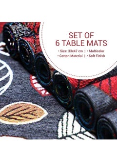 Madison PRAKARTIK BY INDUARTS Machine Washable Cotton Jacquard Leaf Design Placemats for Dining Table (33X47 cm, Multicolour) -Set of 4  - Image 2
