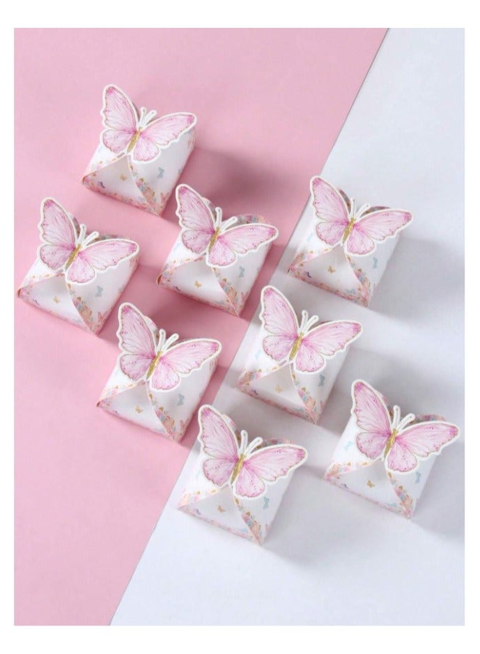 12pcs pink butterfly printed gift wrapping bags for wrapping and decorating gifts on occasions like birthday, wedding and festivals - Image 3