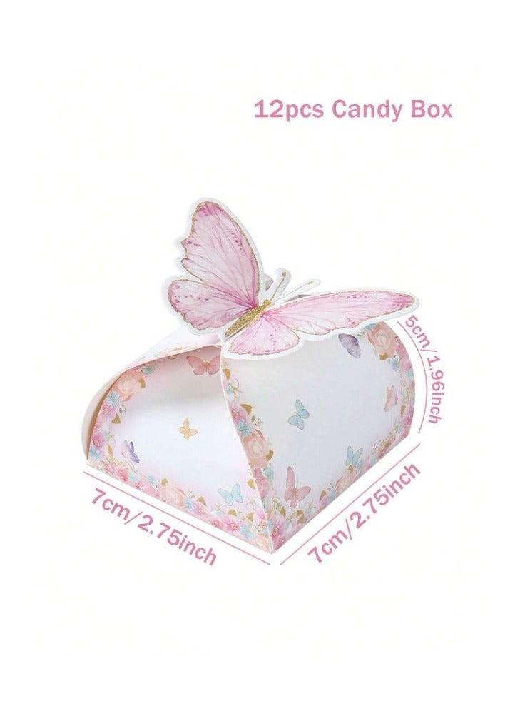 12pcs pink butterfly printed gift wrapping bags for wrapping and decorating gifts on occasions like birthday, wedding and festivals - Image 2