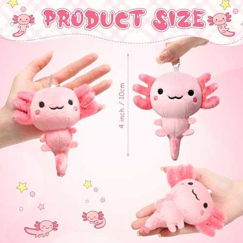 Poen 8 Pcs Axolotl Keychain Plush Toys 4inch Kid Easter Basket Stuffers Video Game Party Favor Kindergarten School Gift for Stuffed Animal Mini Kawaii Cute Doll Ornament Classroom RewardClassic - Image 5