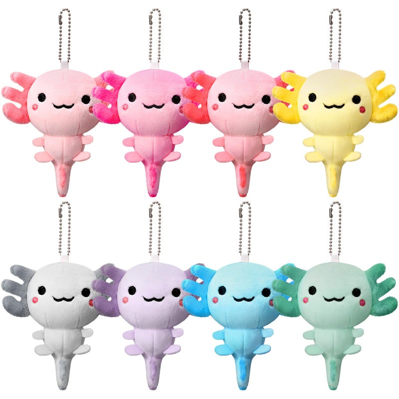 Poen 8 Pcs Axolotl Keychain Plush Toys 4inch Kid Easter Basket Stuffers Video Game Party Favor Kindergarten School Gift for Stuffed Animal Mini Kawaii Cute Doll Ornament Classroom RewardClassic - Image 3