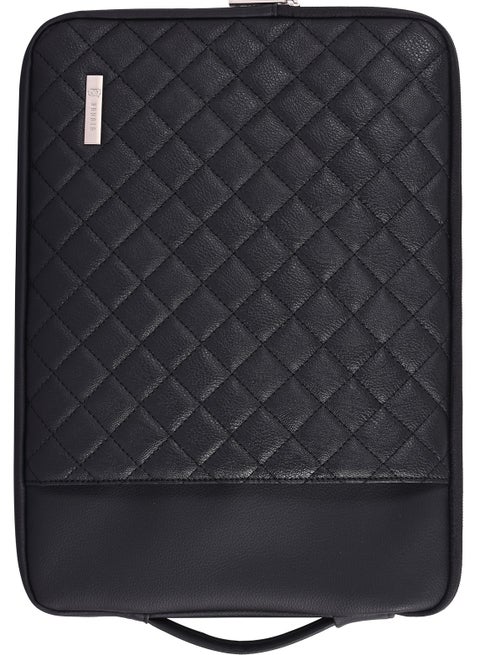 RS-100 (15.6 inches) RS-100 Premium Quilted Leather Laptop Sleeve 15.6 Inch - Slim, Padded, Water-Resistant Case with Zipper Closure for MacBook, Notebooks & Ultrabooks (Black)