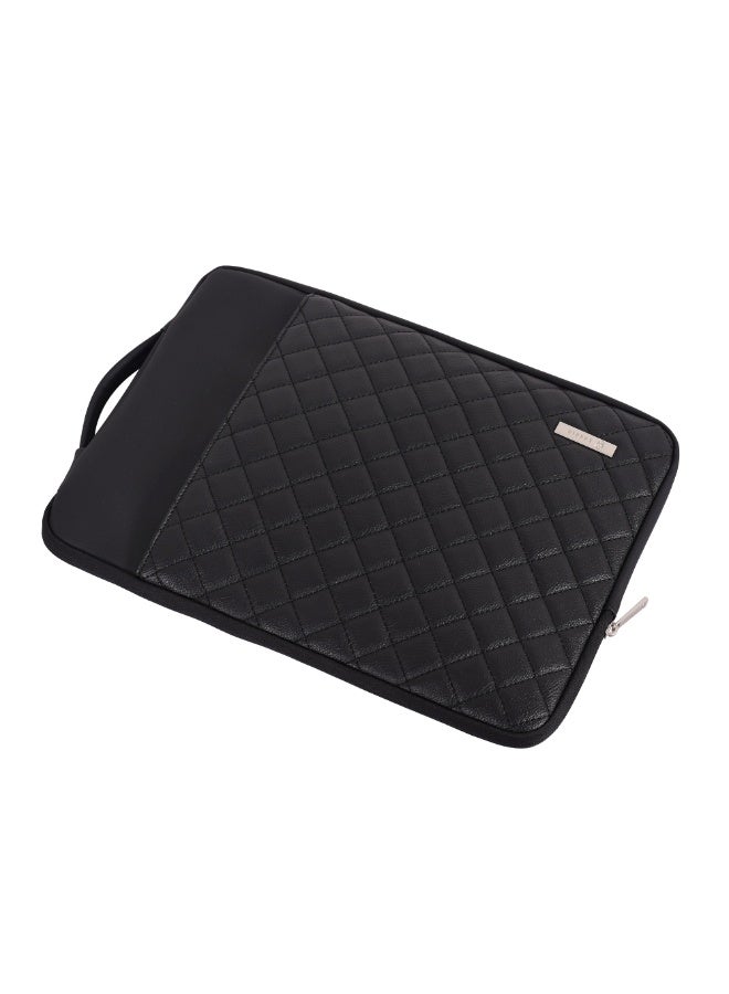 RAHALA RS-100 (15.6 inches) RS-100 Premium Quilted Leather Laptop Sleeve 15.6 Inch - Slim, Padded, Water-Resistant Case with Zipper Closure for MacBook, Notebooks & Ultrabooks (Black) - Image 3