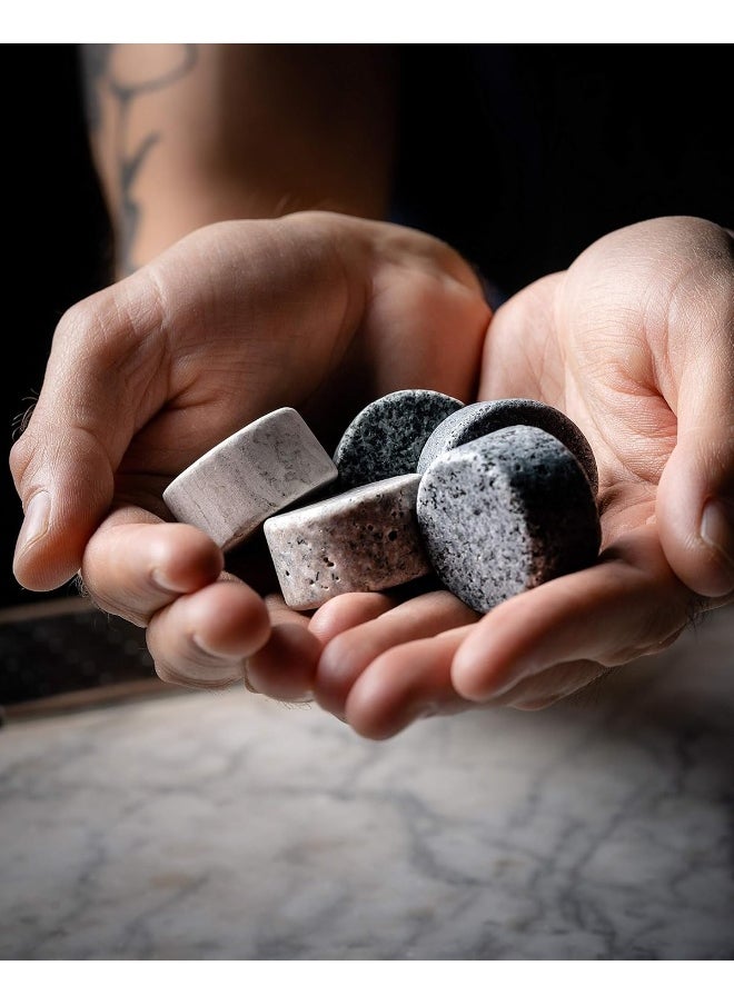 Generic - R.O.C.K.S. Whiskey Chilling Stones - Set Of 7 Handcrafted Premium Granite Round Sipping Rocks - Hardwood Presentation And Storage Tray By - Image 1