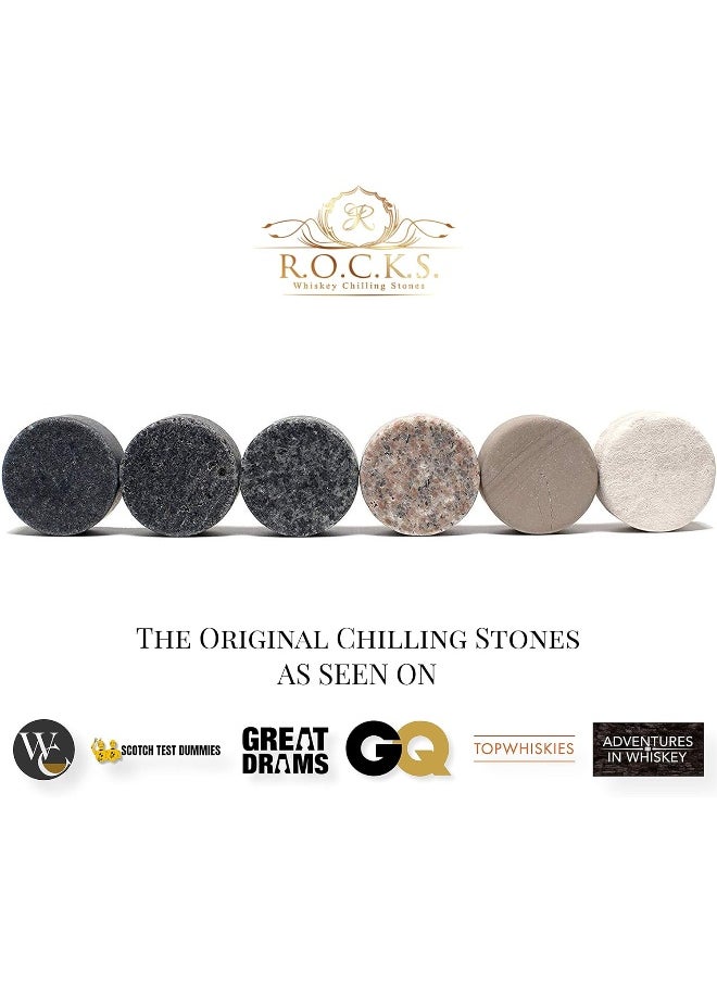 Generic - R.O.C.K.S. Whiskey Chilling Stones - Set Of 7 Handcrafted Premium Granite Round Sipping Rocks - Hardwood Presentation And Storage Tray By - Image 1