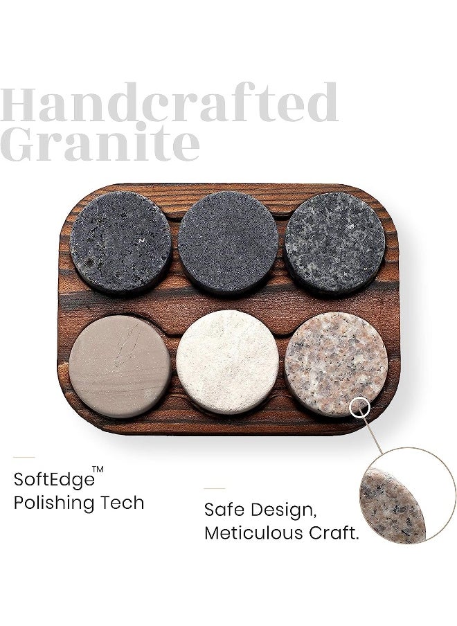 Generic - R.O.C.K.S. Whiskey Chilling Stones - Set Of 7 Handcrafted Premium Granite Round Sipping Rocks - Hardwood Presentation And Storage Tray By - Image 1