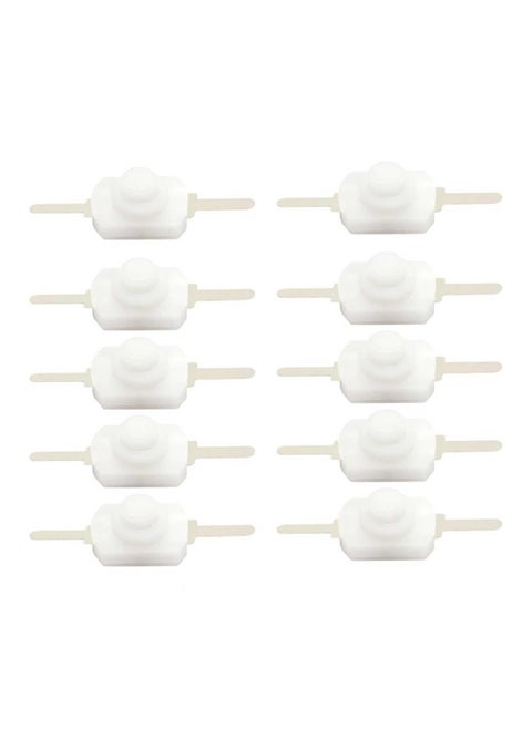 10 PCS On Off 2 Pins Switch Self Locking Torch Control Switch Push Button 12x8mm for Electric Torch 1208YD (Pack of 10, White)