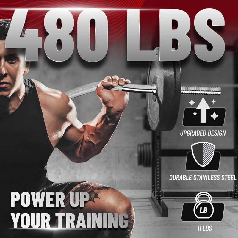 YES4ALL 480lbs Chrome EZ Curl Bar, 47 Inches Curling Barbell, 1 Inch Weight Lifting Bars for Bicep Tricep, 2 Star Collars - Image 3