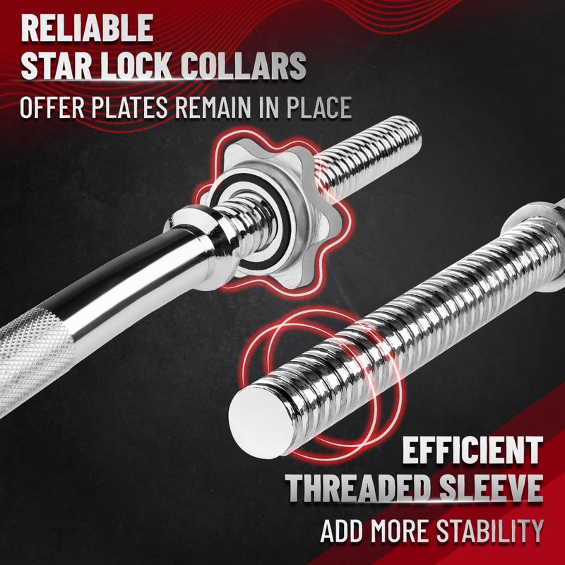 YES4ALL 480lbs Chrome EZ Curl Bar, 47 Inches Curling Barbell, 1 Inch Weight Lifting Bars for Bicep Tricep, 2 Star Collars - Image 5