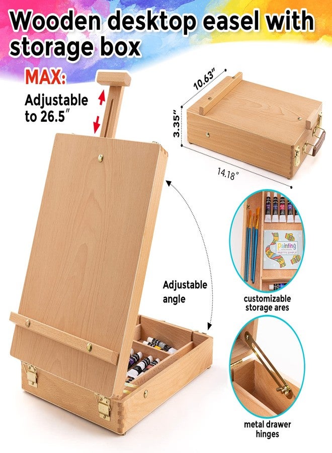 Inburit Art Paint Set with Wooden Easel Box, 24 Colors Acrylic Paints, 8 Paint Brushes, 6 Canvas Panel Deluxe Paining Supplies kit for Kids, Student, Adult & Artist - Image 3