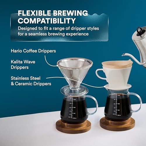 ovalware Glass Range Coffee Server For Pour Over Coffee & Tea - 800ml/27oz Ovalware Microwave Safe & Heatproof 2.5mm Thick Glass Body - Image 4