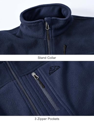 Rdruko Men's Fleece Jackets Full Zip Lightweight Outdoor Hiking Jackets Winter Coats(Full Navy, US 4XL) - Image 5