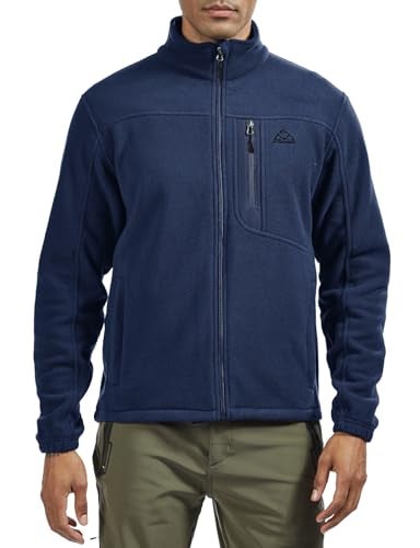 Rdruko Men's Fleece Jackets Full Zip Lightweight Outdoor Hiking Jackets Winter Coats(Full Navy, US 4XL) - Image 3