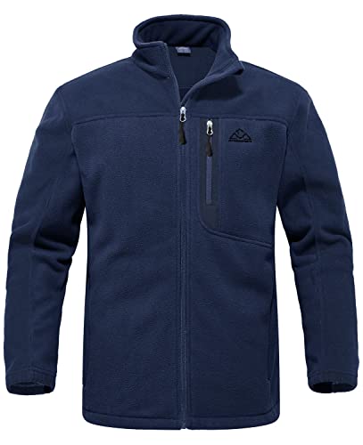 Rdruko Men's Fleece Jackets Full Zip Lightweight Outdoor Hiking Jackets Winter Coats(Full Navy, US 4XL) - Image 1