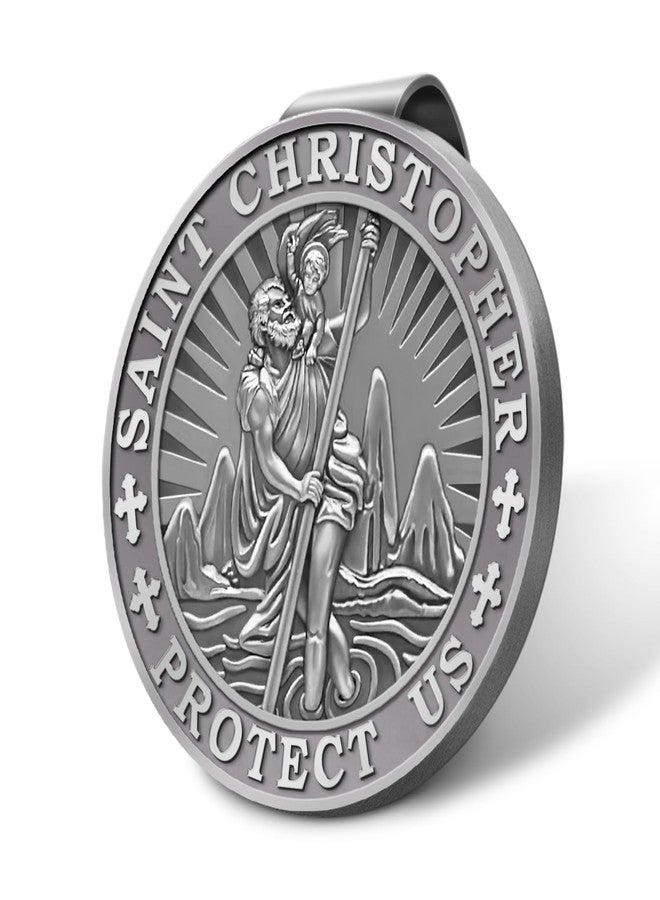 Fenye Saint Christopher Medal for Car,Visor Clip,St Christopher Medal for Car,Talisman for Safety,Automotive Visor Accessories,Gift for Drivers, Families, Friends - Image 3