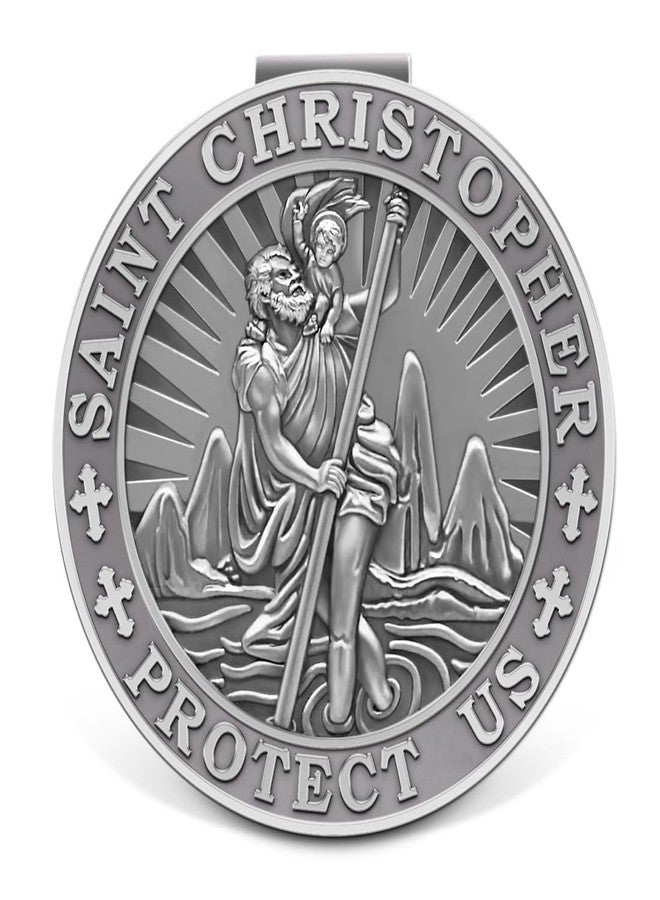 Fenye Saint Christopher Medal for Car,Visor Clip,St Christopher Medal for Car,Talisman for Safety,Automotive Visor Accessories,Gift for Drivers, Families, Friends - Image 1