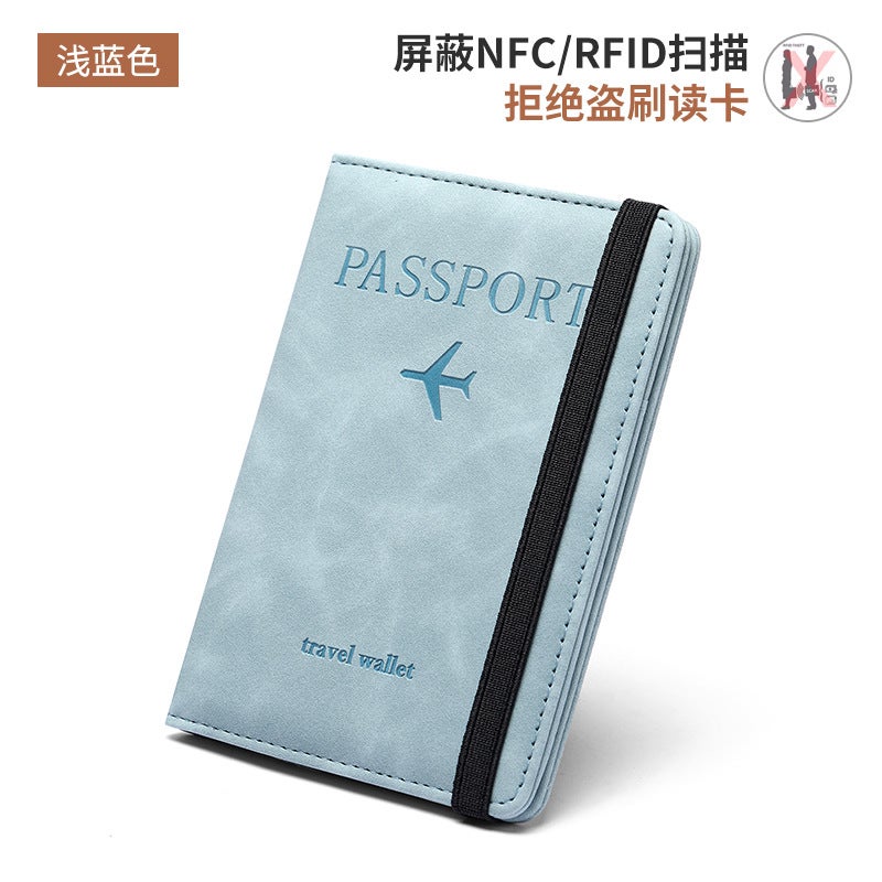 PU Leather Passport Wallet RFID Travel Case MultifunctionalBE-9101: Passpocket-Frosted light blue BE-9101: Passpocket-Frosted light blue