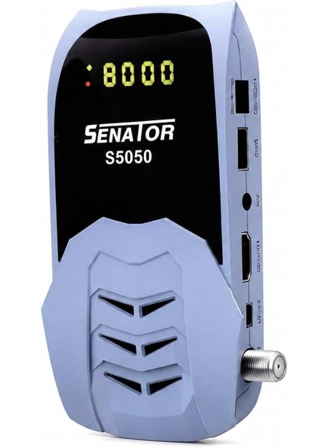 سيناتور رسيفر, جهاز استقبال الأقمار الصناعية Senator S5050 بدقة FHD 1080p، مزود بخاصية Wi-Fi مدمجة، وذاكرة وصول عشوائي (RAM) سعة 1 جيجابايت، ومنافذ USB وHDMI، باللون الأسود. - Image 1