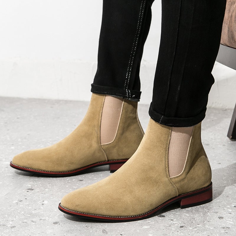 Cross-border Anti-suede Retro Chelsea Ankle Boots Mens plus size Business Leather Boots European and American Fashion All-match Boots Light brown - Image 3
