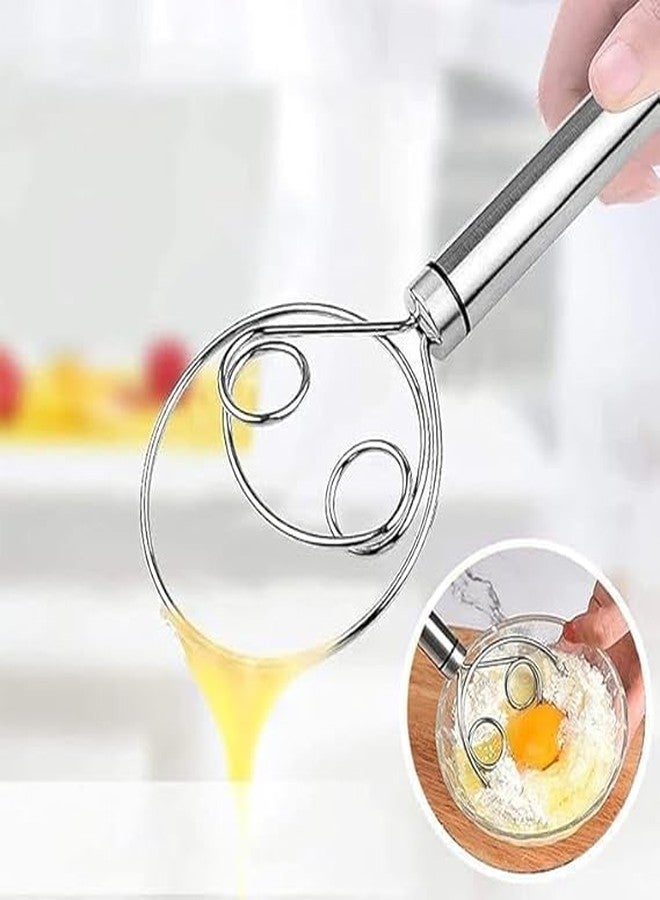 MITVIK Stainless Steel Danish Dough Whisk – Hand Mixer with Double Coil Head for Mixing Bread, Pizza, Cookie & Cake Dough – Kitchen Egg Whisk & Baking Tool - Image 2