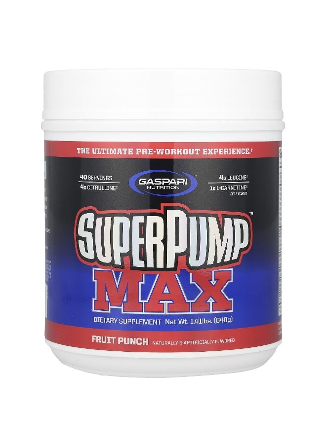 Gaspari Nutrition Gaspari Nutrition, SuperPump™ Max, Fruit Punch, 1.41 lbs (640 g)  - Image 1