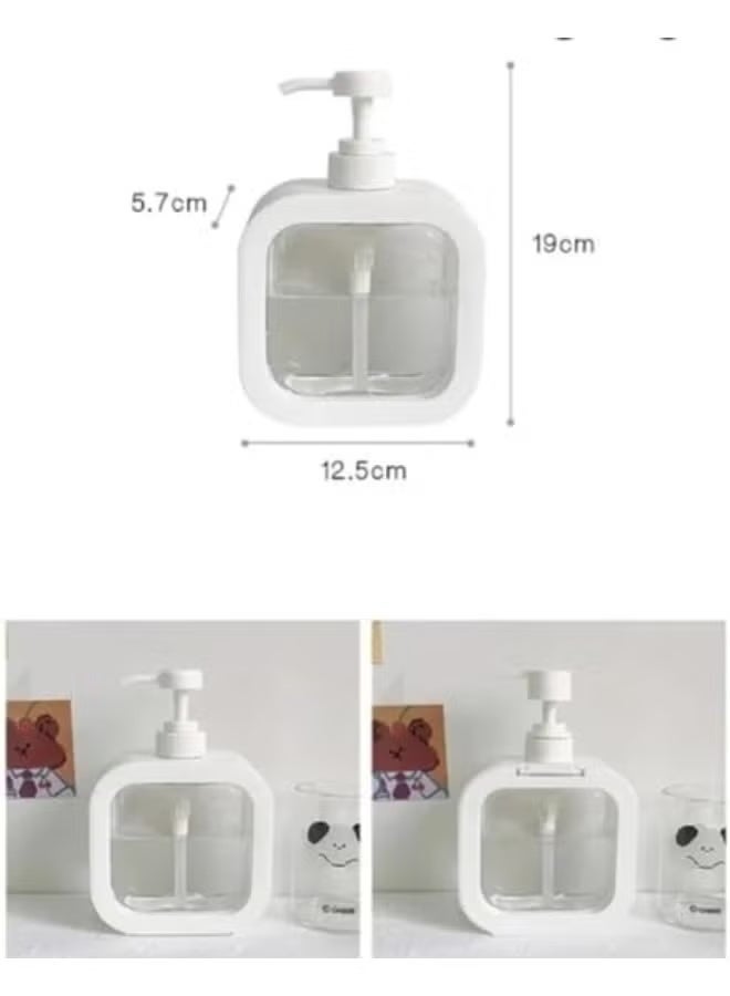 500ml Square Clear Soap Dispenser Bottle, Refillable Bathroom Soap Dispenser for Lotion, Shampoo and Shower Gel, Elegant Kitchen Decor (1Pcs, White) - Image 3