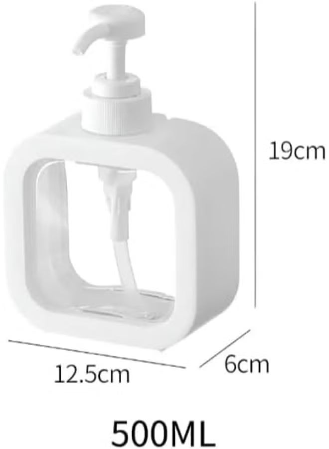 500ml Square Clear Soap Dispenser Bottle, Refillable Bathroom Soap Dispenser for Lotion, Shampoo and Shower Gel, Elegant Kitchen Decor (1Pcs, White) - Image 4
