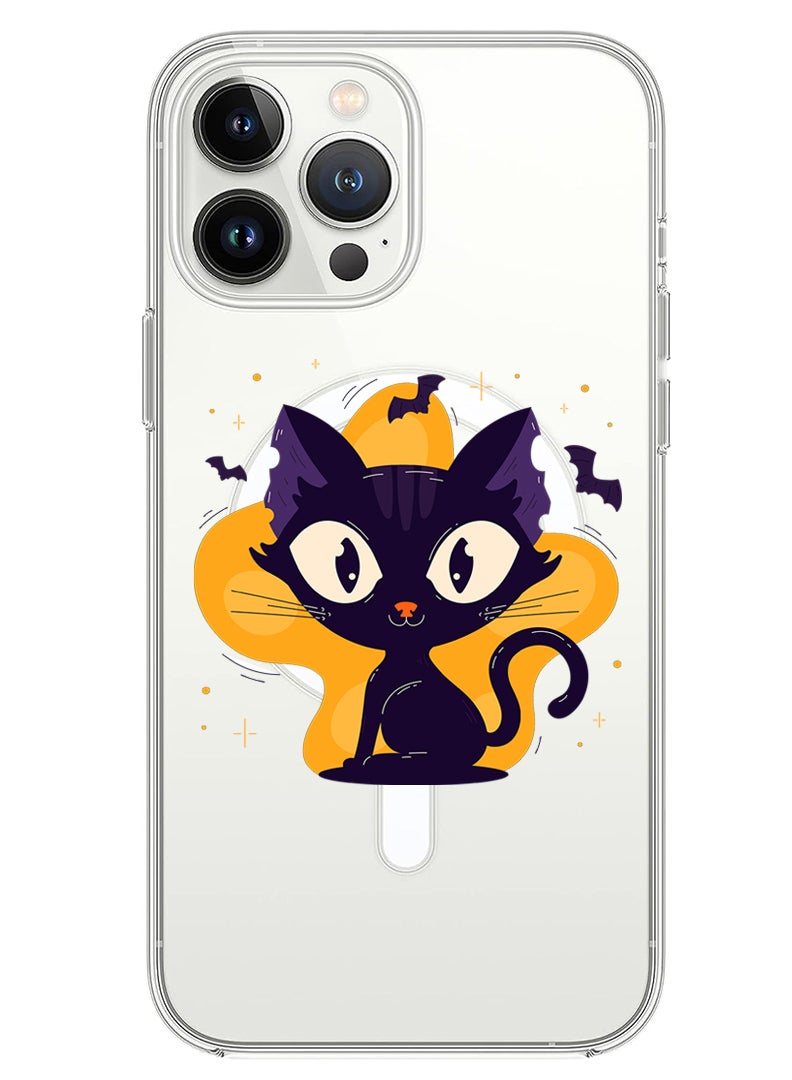 Theodor Magnetic Case for iPhone 13 Pro Max 6.7-inch Compatible with MagSafe Wireless Charging, Shockproof Phone Bumper Cover Black Cat Halloween - Image 1