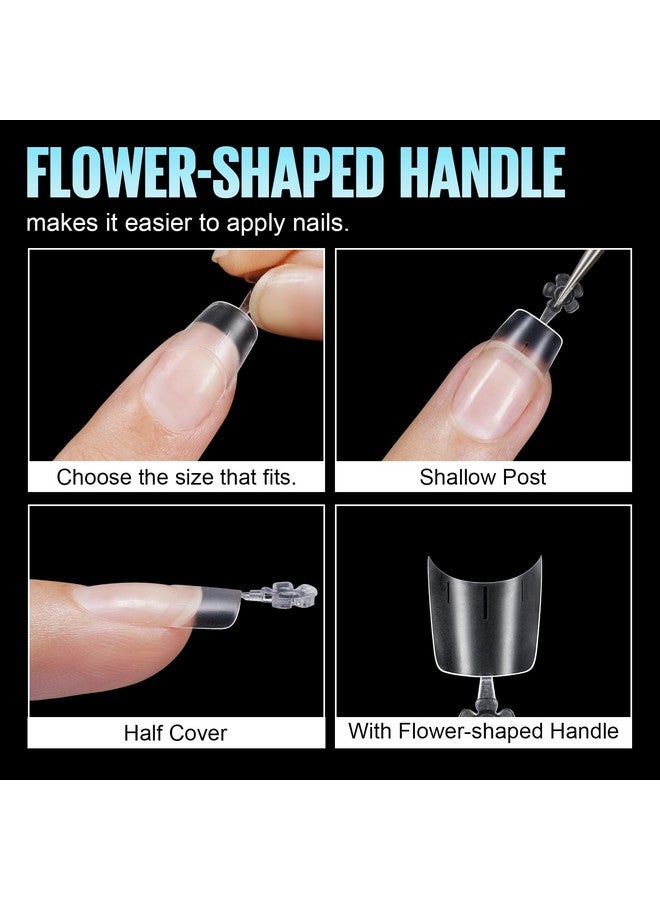 TOMICCA Short Squoval Nail Tips 240Pcs Acrylic Full Matte Half Cover Nail Tips With Positioning Line 12 Sizes No C Curve Clear Soft Gel Nail Tips Nail Extension Tips For Beginner And Professional - Image 3