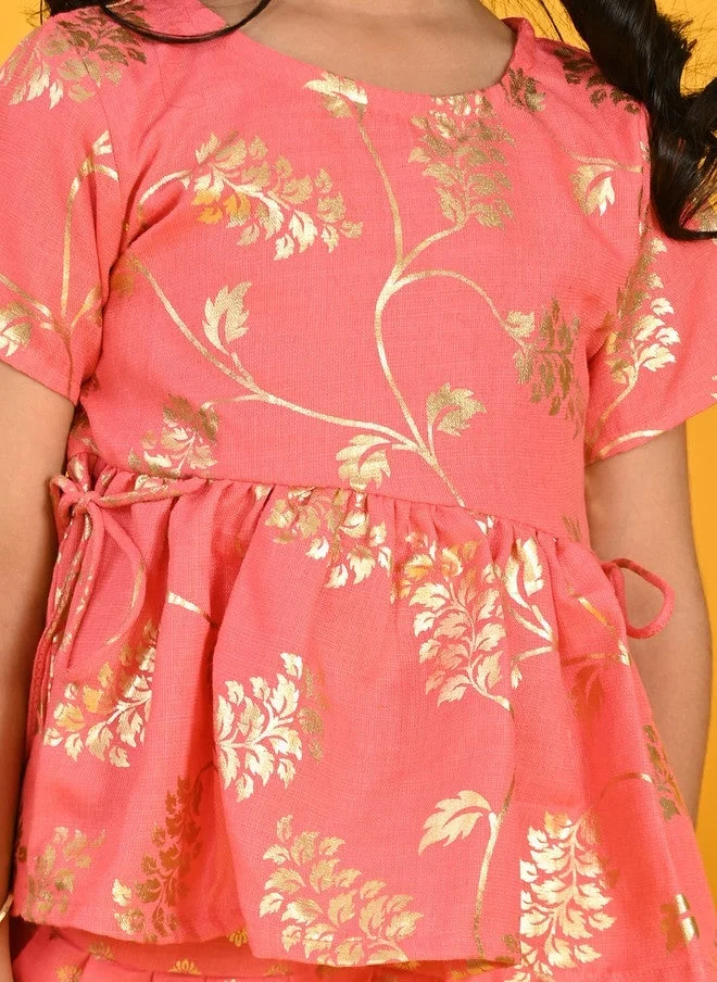 Saka Designs Floral Printed Kurta with Dhoti Pants for Girls