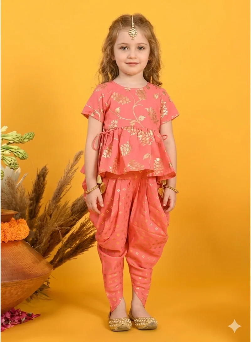 Saka Designs Floral Printed Kurta with Dhoti Pants for Girls