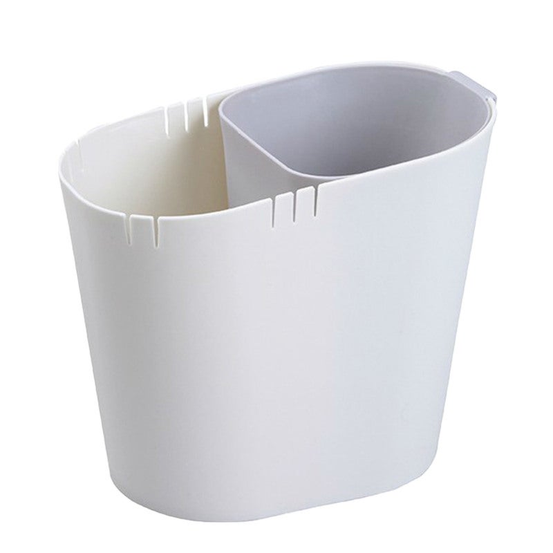 Desk Trash Can Wet Dry Separation 2-Compartment PP Material Mini Waste Bin - Easy Bag Installation Desktop Organizer for Office Home Bedroom Kitchen - Image 1